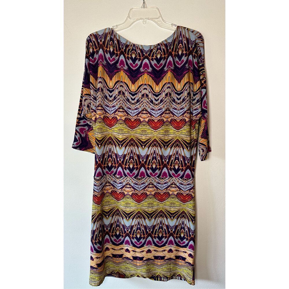 BCBG Maxazria women multicolor heart print 3/4 sleeve pullover dress  XL #5-1420 - Picture 3 of 5